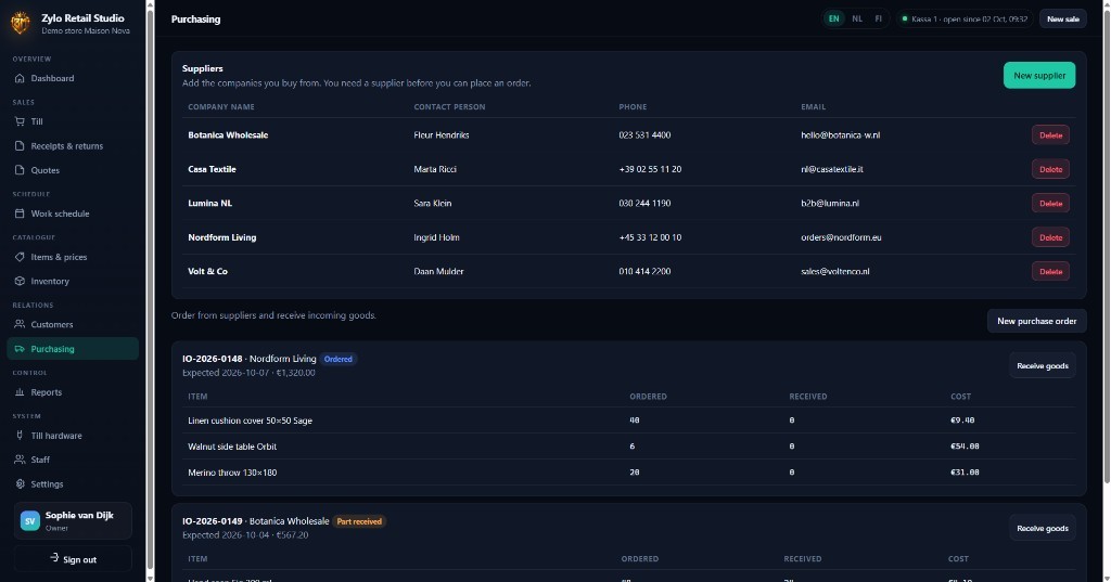 Purchasing in Zylo Retail Studio
